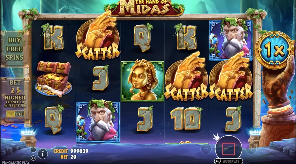 Drei Scatter-Symbole lösen die Freispiele in The Hand of Midas aus